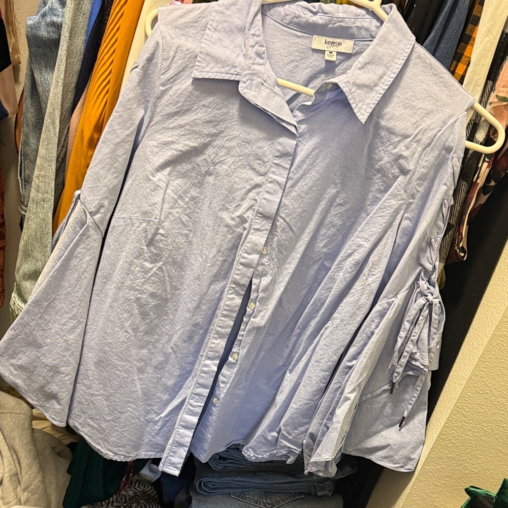 Kensie Light Blue Button-Up Top